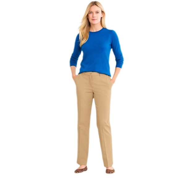 Lands' End Women's Tan Pants Stretch High Waist Straight Leg Size 4 Petite - Picture 1 of 11